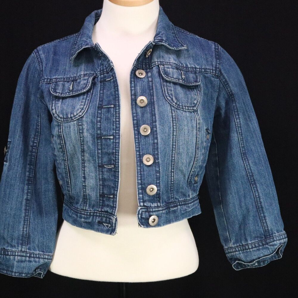 Denim Jacket Highway Jeans Kids Size M Roll Tab Sleeve Pockets